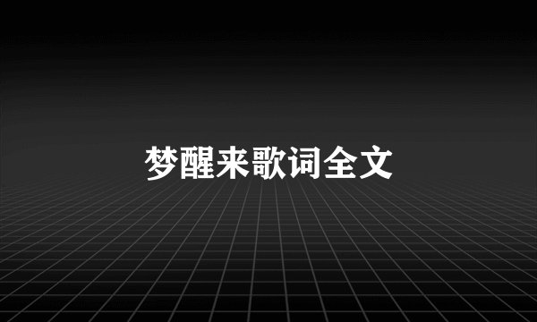 梦醒来歌词全文