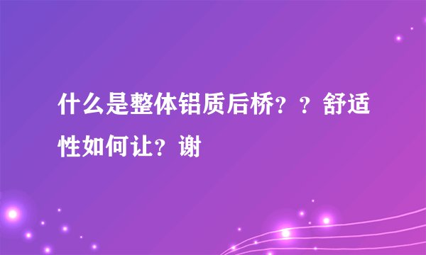 什么是整体铝质后桥？？舒适性如何让？谢