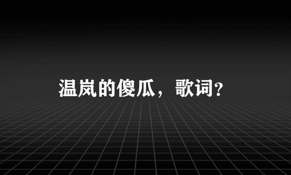 温岚的傻瓜，歌词？