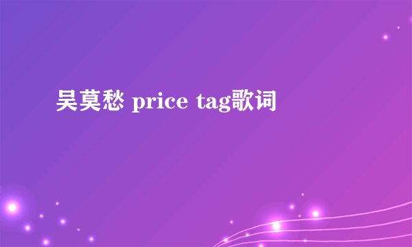 吴莫愁 price tag歌词