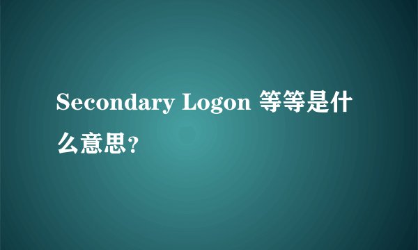 Secondary Logon 等等是什么意思？