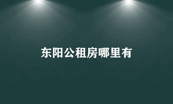 东阳公租房哪里有