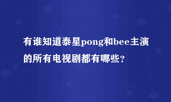 有谁知道泰星pong和bee主演的所有电视剧都有哪些？