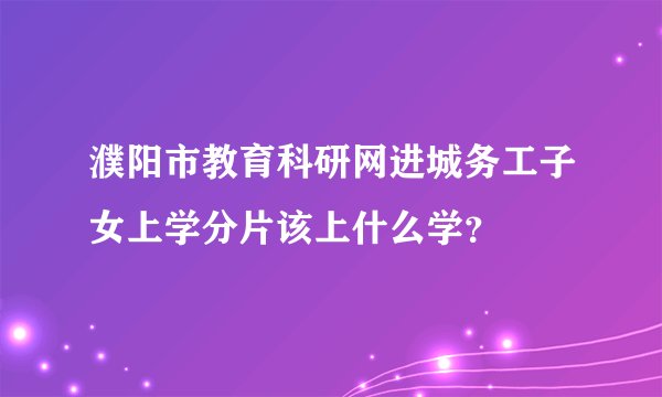 濮阳市教育科研网进城务工子女上学分片该上什么学？