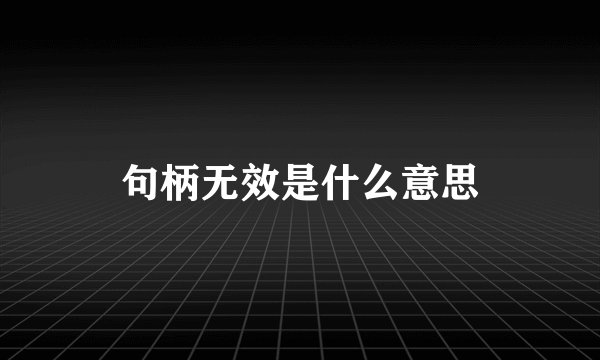 句柄无效是什么意思
