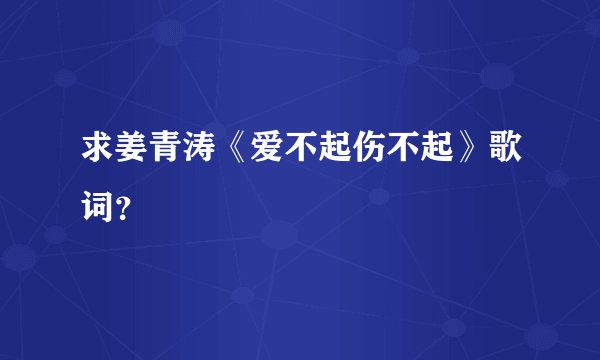求姜青涛《爱不起伤不起》歌词？