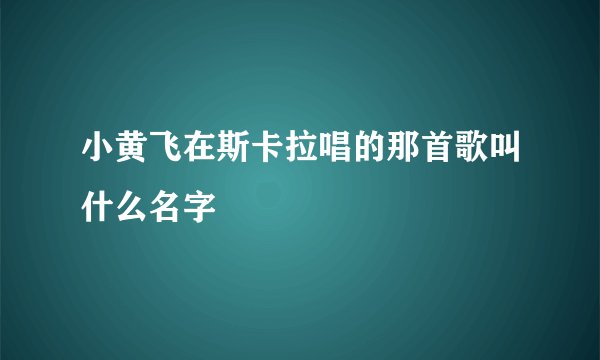 小黄飞在斯卡拉唱的那首歌叫什么名字
