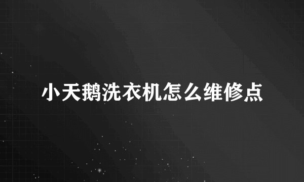 小天鹅洗衣机怎么维修点
