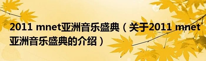 2011 mnet亚洲音乐盛典（关于2011 mnet亚洲音乐盛典的介绍）