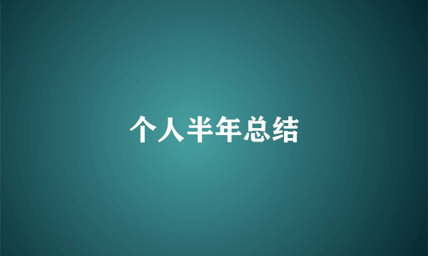 个人半年总结