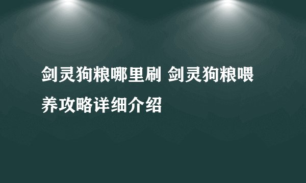 剑灵狗粮哪里刷 剑灵狗粮喂养攻略详细介绍