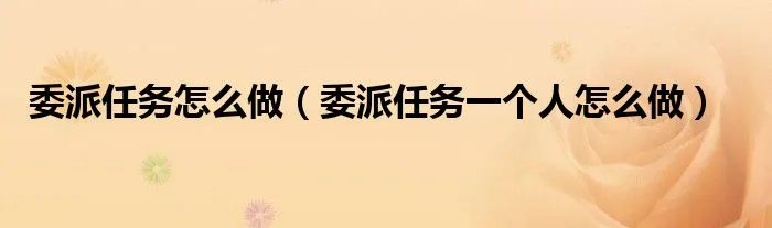委派任务怎么做（委派任务一个人怎么做）