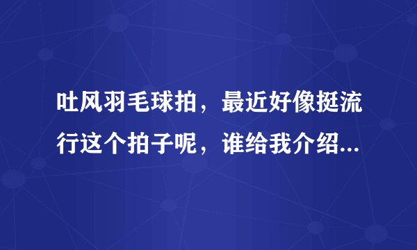吐风羽毛球拍，最近好像挺流行这个拍子呢，谁给我介绍介绍啊？