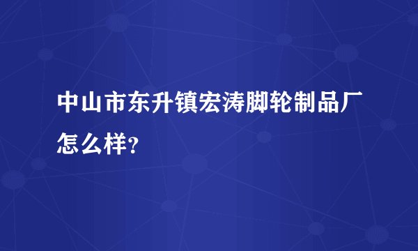 中山市东升镇宏涛脚轮制品厂怎么样？