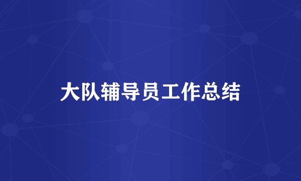 大队辅导员工作总结