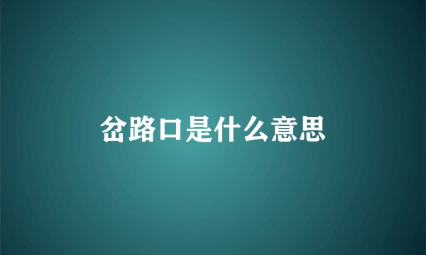 岔路口是什么意思