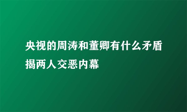 央视的周涛和董卿有什么矛盾揭两人交恶内幕