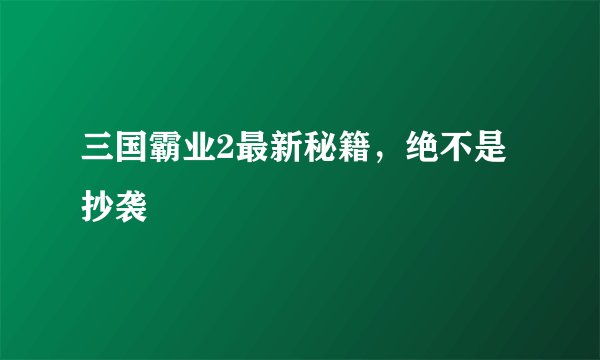 三国霸业2最新秘籍，绝不是抄袭