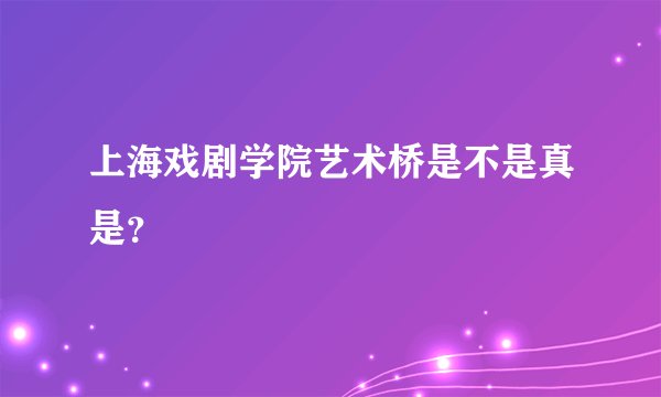 上海戏剧学院艺术桥是不是真是？