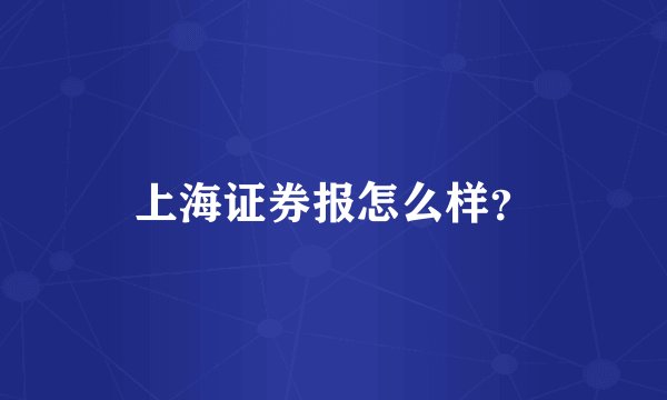 上海证券报怎么样？