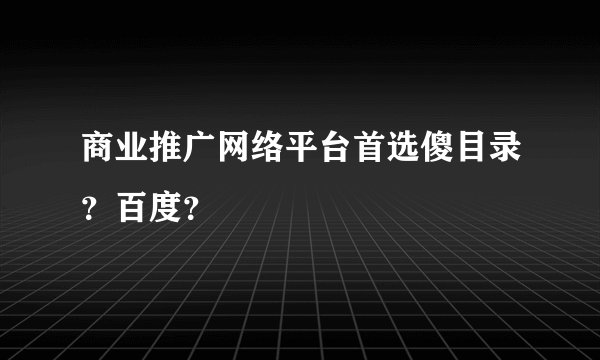 商业推广网络平台首选傻目录？百度？