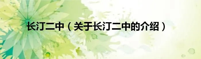 长汀二中（关于长汀二中的介绍）