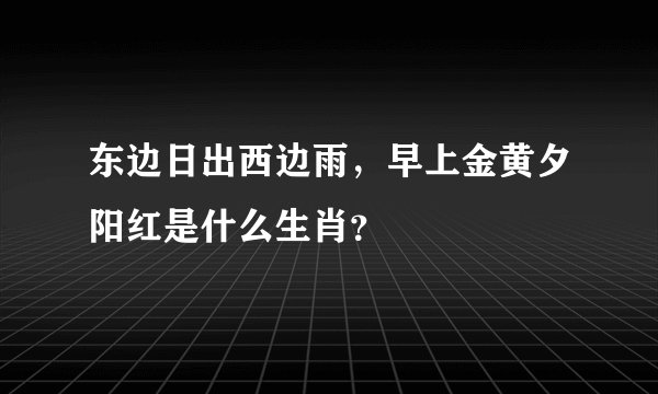 东边日出西边雨，早上金黄夕阳红是什么生肖？