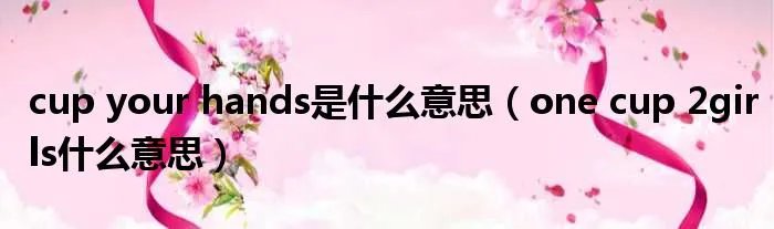 cup your hands是什么意思（one cup 2girls什么意思）