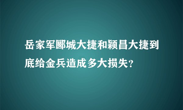 岳家军郾城大捷和颖昌大捷到底给金兵造成多大损失？