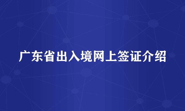 广东省出入境网上签证介绍
