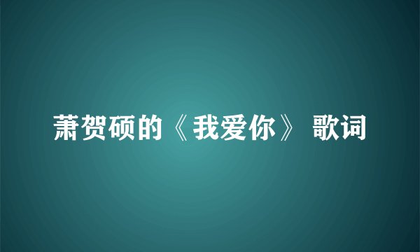 萧贺硕的《我爱你》 歌词