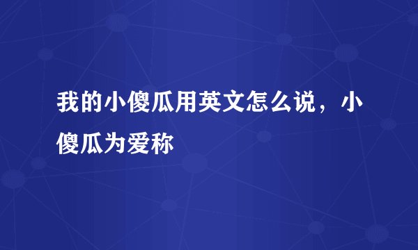 我的小傻瓜用英文怎么说，小傻瓜为爱称