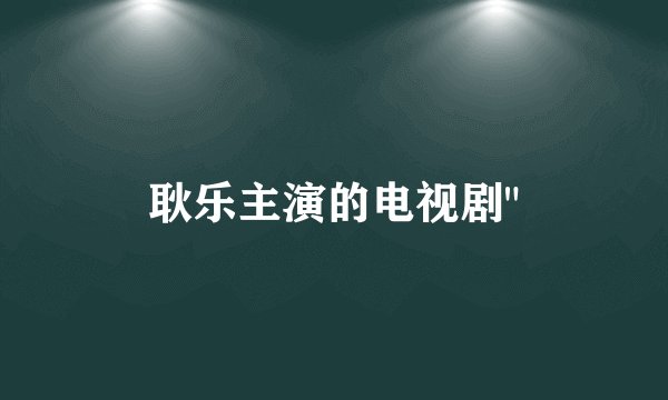 耿乐主演的电视剧