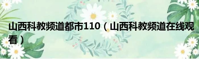 山西科教频道都市110（山西科教频道在线观看）