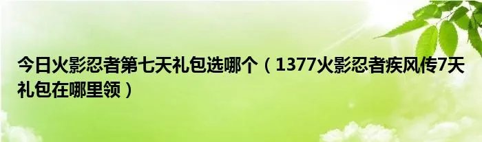 今日火影忍者第七天礼包选哪个（1377火影忍者疾风传7天礼包在哪里领）