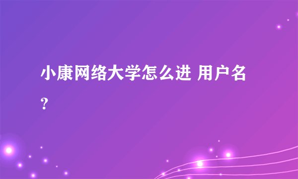 小康网络大学怎么进 用户名？