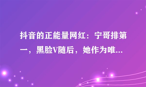 抖音的正能量网红：宁哥排第一，黑脸V随后，她作为唯一女生上榜