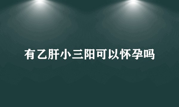 有乙肝小三阳可以怀孕吗