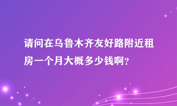 请问在乌鲁木齐友好路附近租房一个月大概多少钱啊？