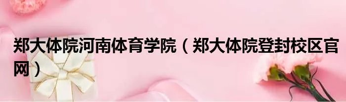 郑大体院河南体育学院（郑大体院登封校区官网）