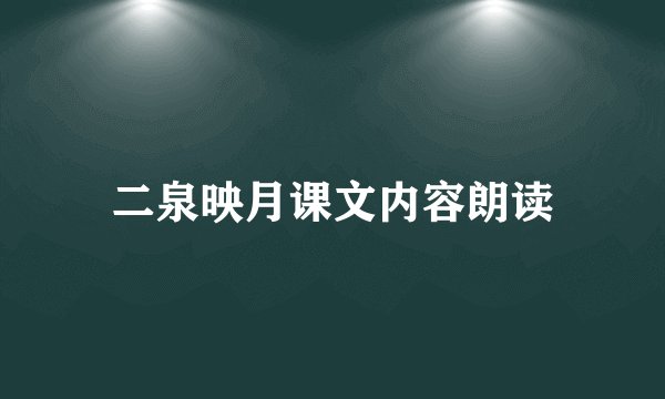 二泉映月课文内容朗读