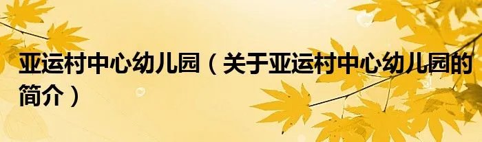 亚运村中心幼儿园（关于亚运村中心幼儿园的简介）
