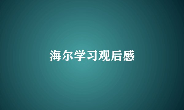 海尔学习观后感