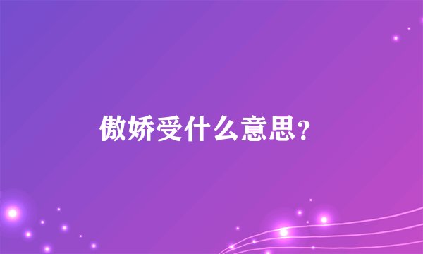 傲娇受什么意思？