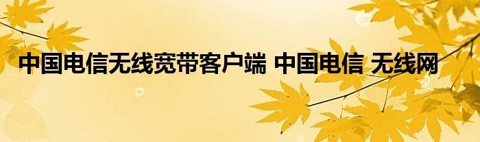 中国电信无线宽带客户端 中国电信 无线网