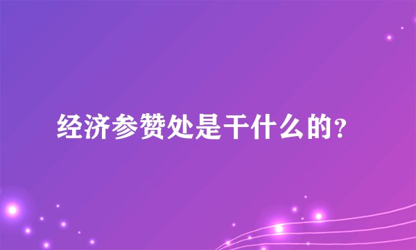 经济参赞处是干什么的？