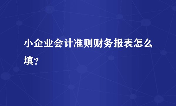 小企业会计准则财务报表怎么填？