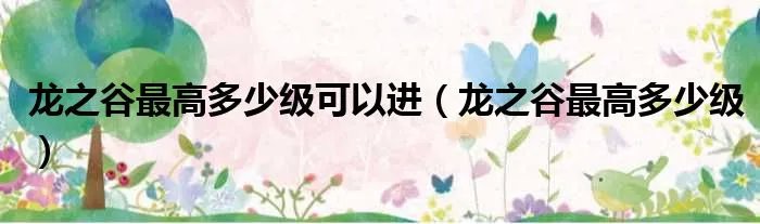 龙之谷最高多少级可以进（龙之谷最高多少级）