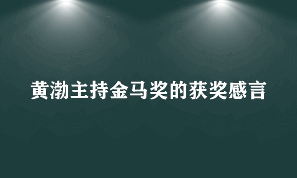 黄渤主持金马奖的获奖感言
