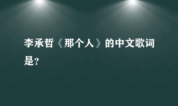 李承哲《那个人》的中文歌词是？
